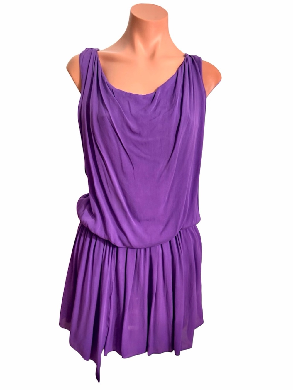 Alice + Olivia Purple Silk Felipa Drape Mini Dress size S